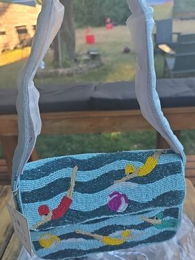 Sol And Mer Swimmers With Beach Ball Beaded Bag Made In India NWT